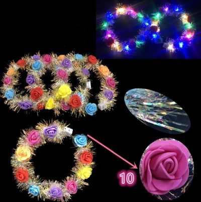 Floral LED Headband Roses and Tinsel (6352) image