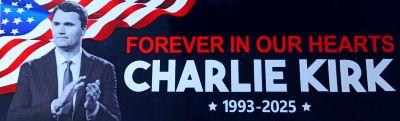 Charlie Kirk Sticker "Forever in our Hearts" 8.5 X 3 inches (CKS-300) image