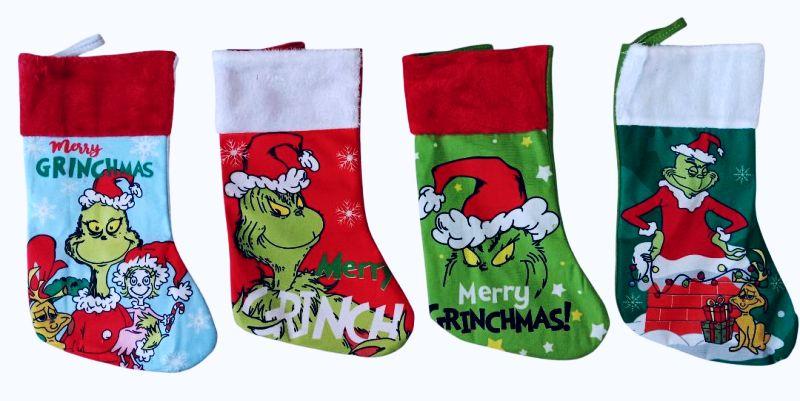 Christmas Stocking Grinch 4 Styles Assorted (XH-858) image