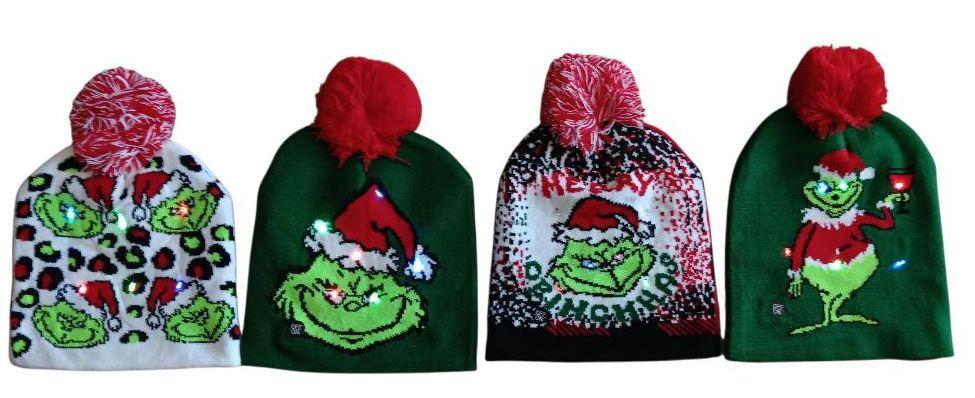 Christmas Grinch Light Up Beanie Assortment (XH-806) image