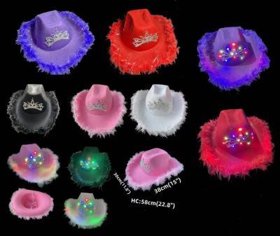 Light up Cowgirl Hat with Crown 5 Color Assorted (6809) image