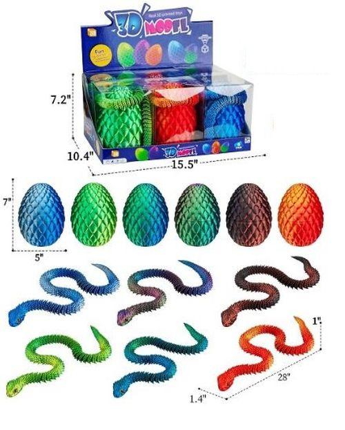 3D Printed Articulated 28" Viper in Egg Display Toy Novelty (B11) OUT OF STOCK image