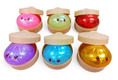 Mystery Glitter Dumplings - Buns Smiling Faces in Steamer Assorted Colors (1634) VERY LIMITED SUPPLY image