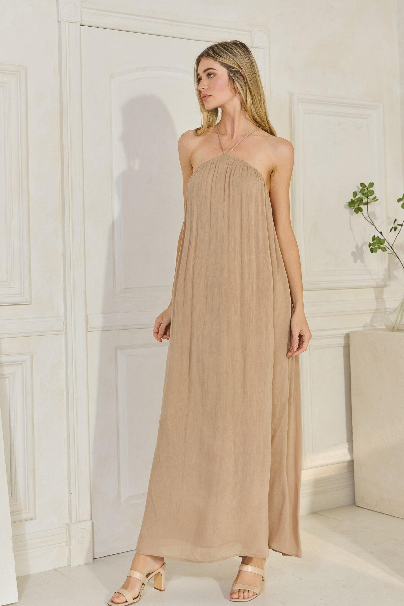 MD1446 - Halterneck tie maxi dress image