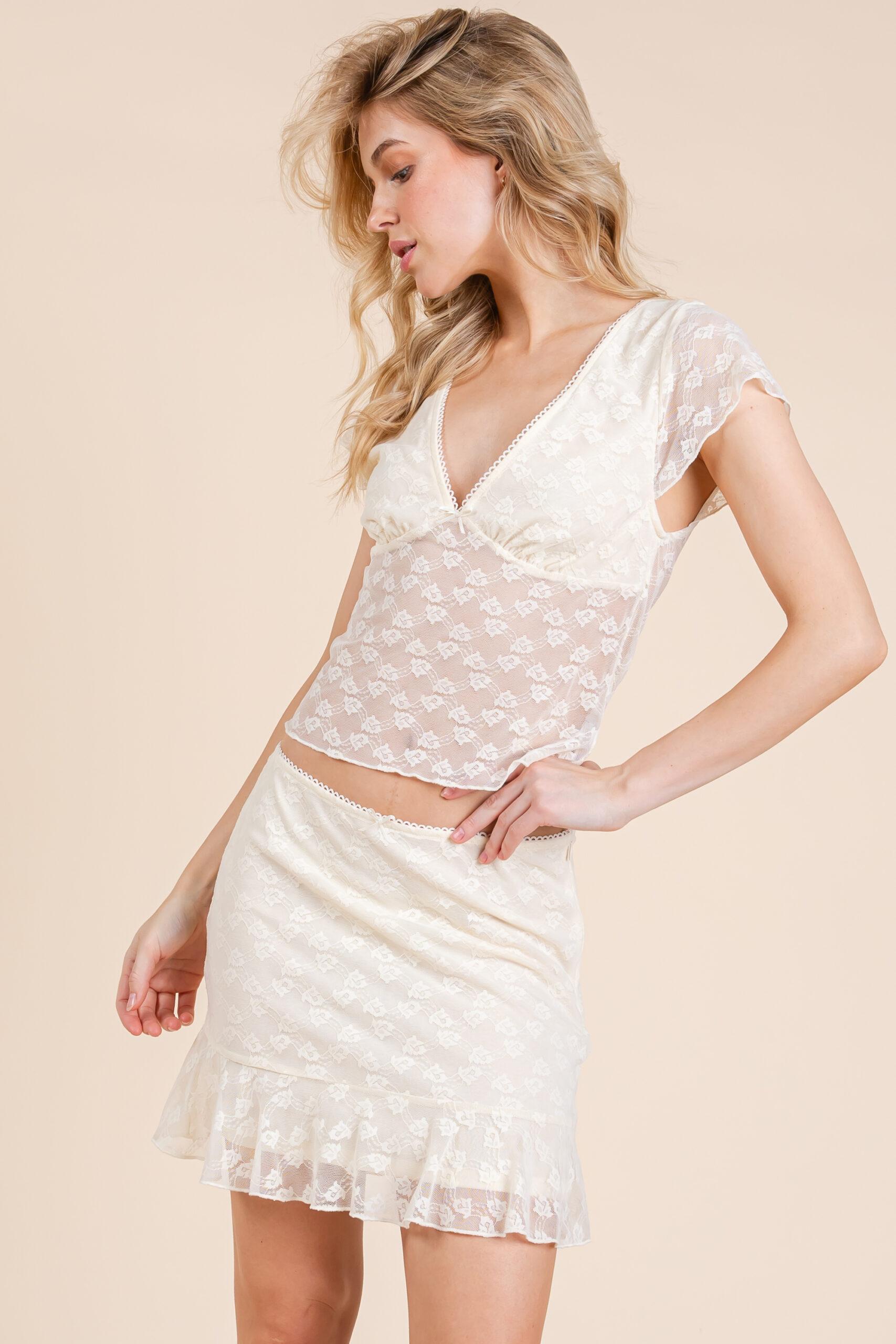 MTB2375 - Lace top and mini skirt set image
