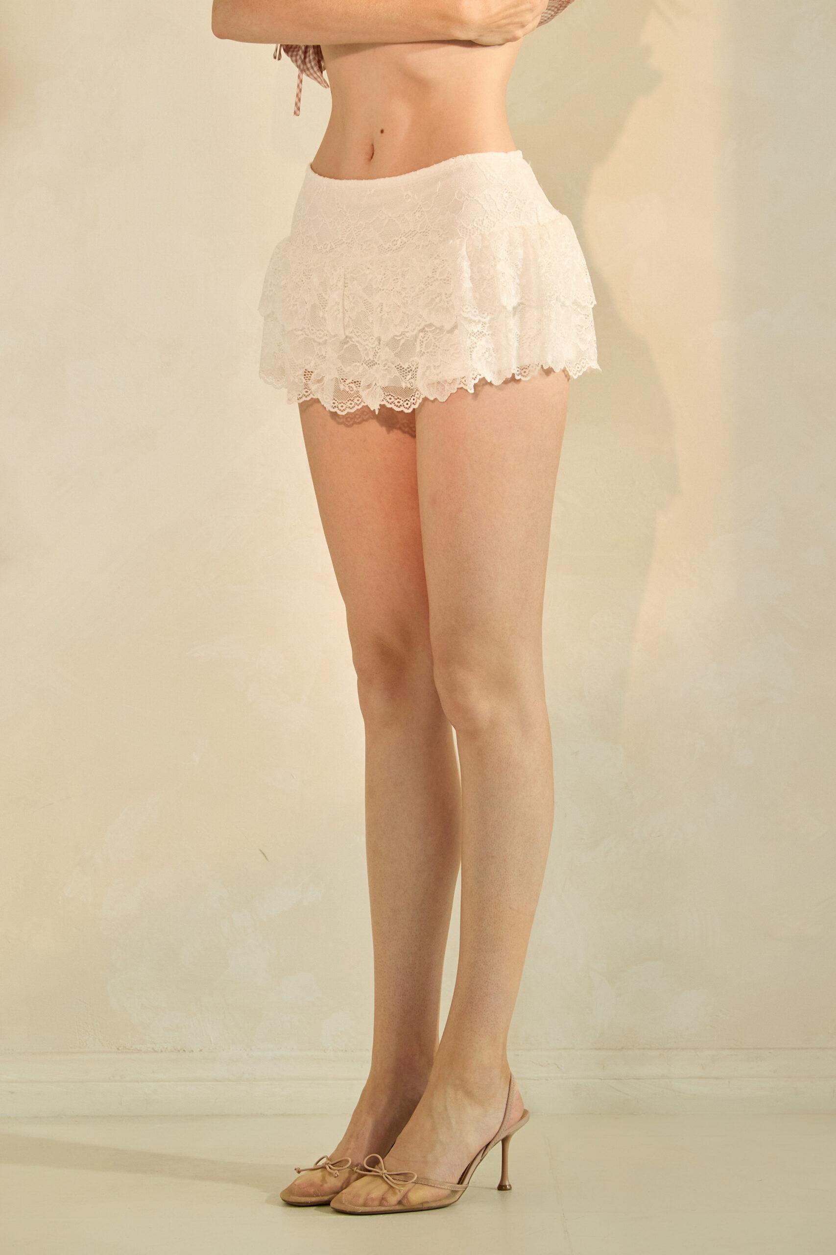 MB2379 - Lace ruffle mini skirt image