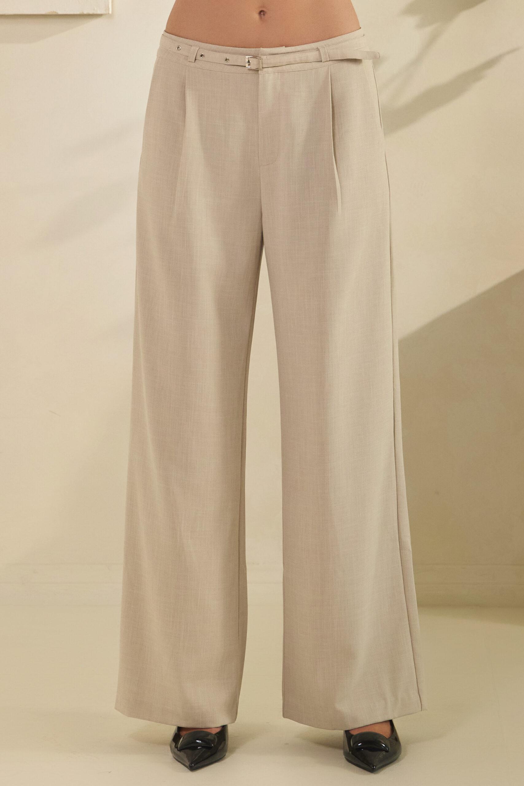 MB2816 - Pleated Wide Leg Trousers with Belt image