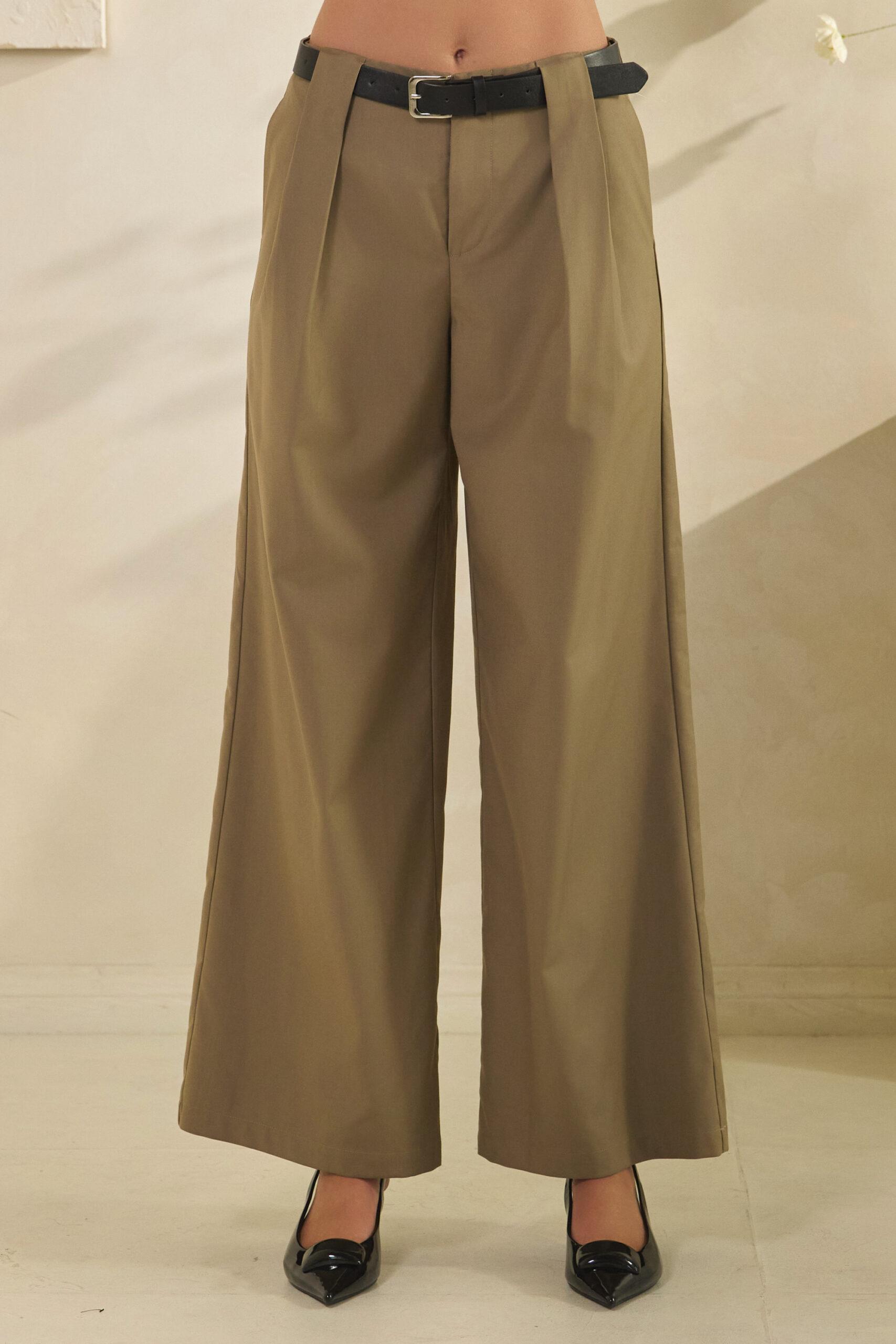 MB2842 - Pleated Wide Leg Trousers with Belt image