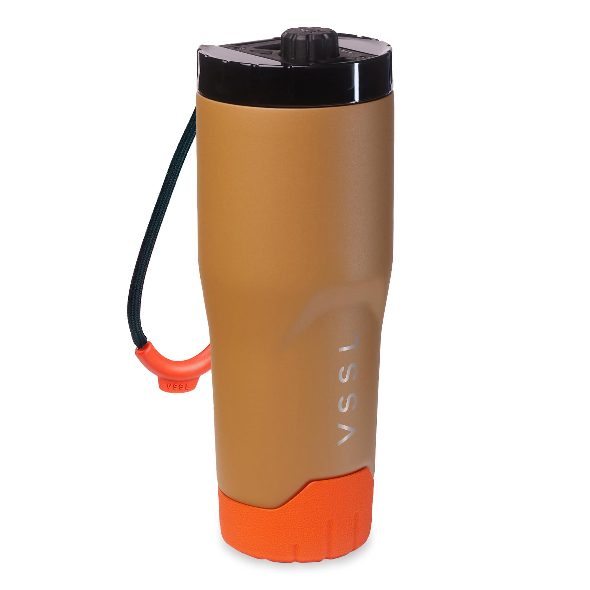 VSSL Rift Coffee Tumbler | Stainless Steel Tumbler | Double-Walled Insulated Mug with Lid | Hot & Iced Coffee Cup | Leakproof Travel Mug | Compact & Adventure Ready | 20 oz | Sahara