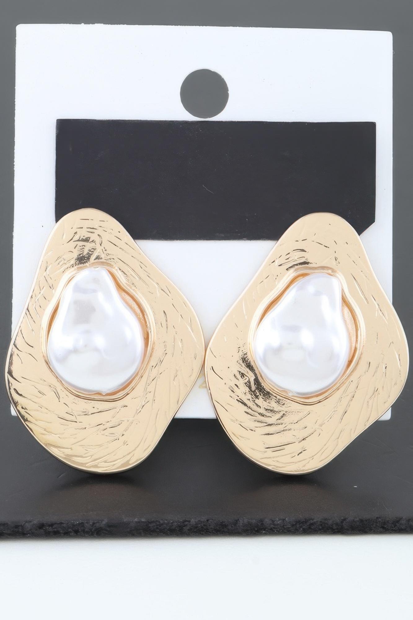 Abstract etched stone stud earrings image