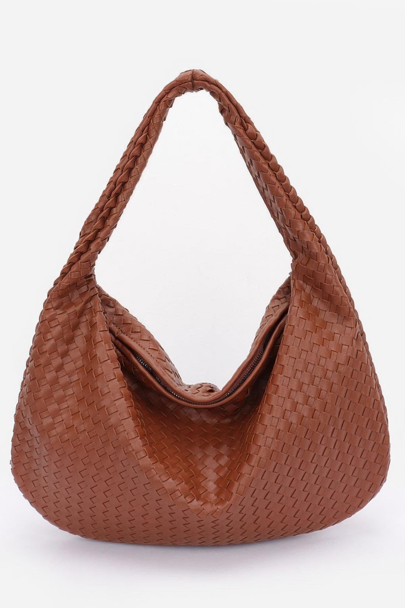 Faux leather braided shoulder bag image