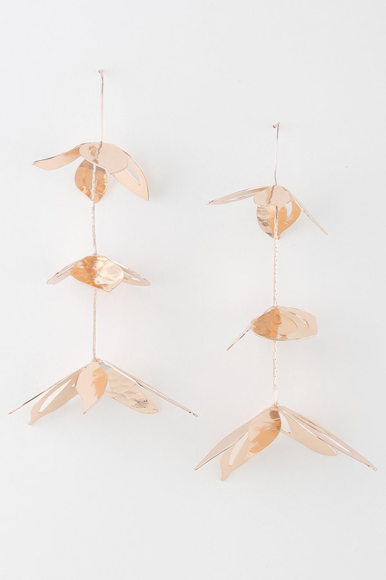 Triple delicate flower drop earrings image