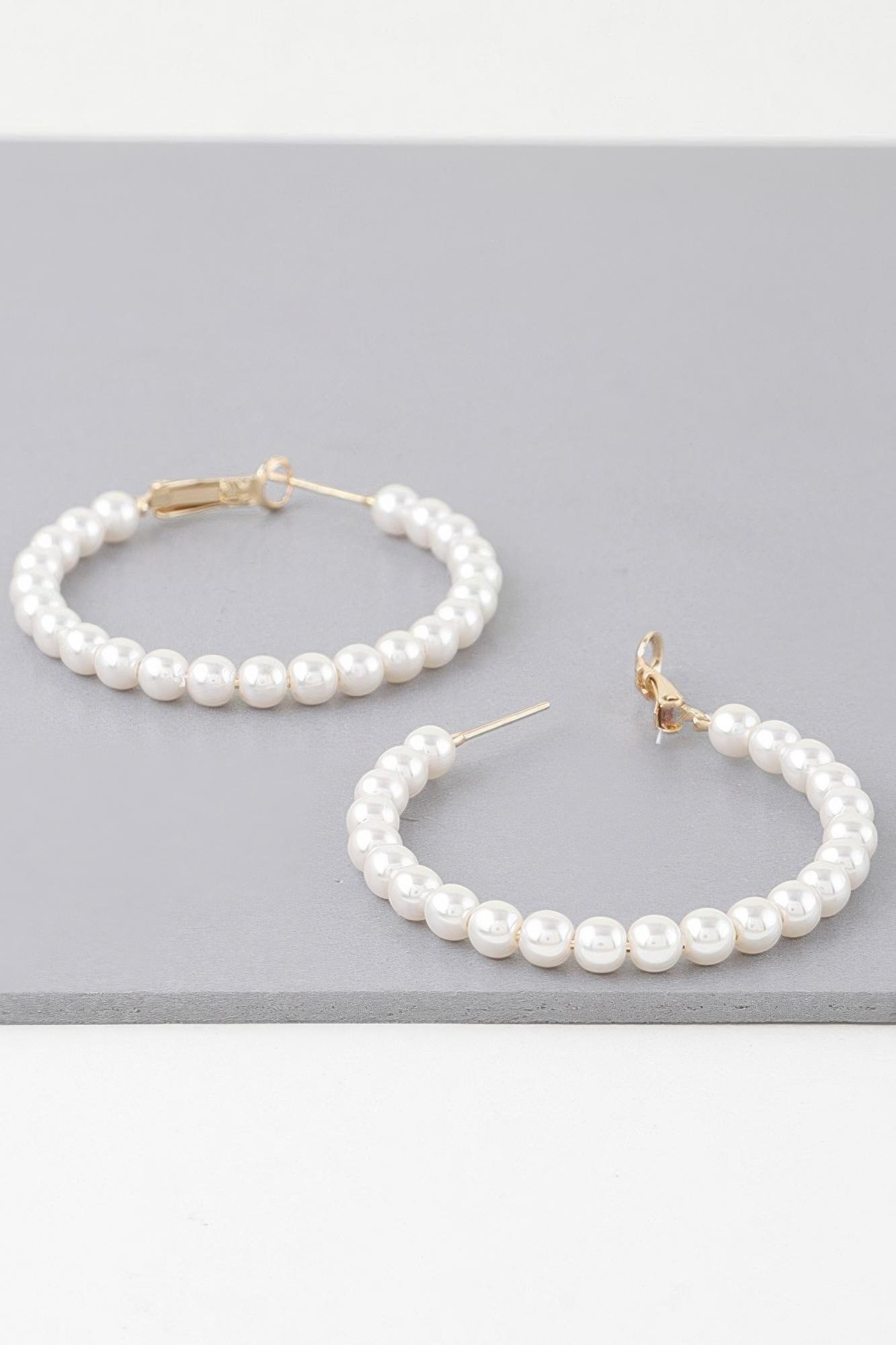 Multi pearl hoop earrings image