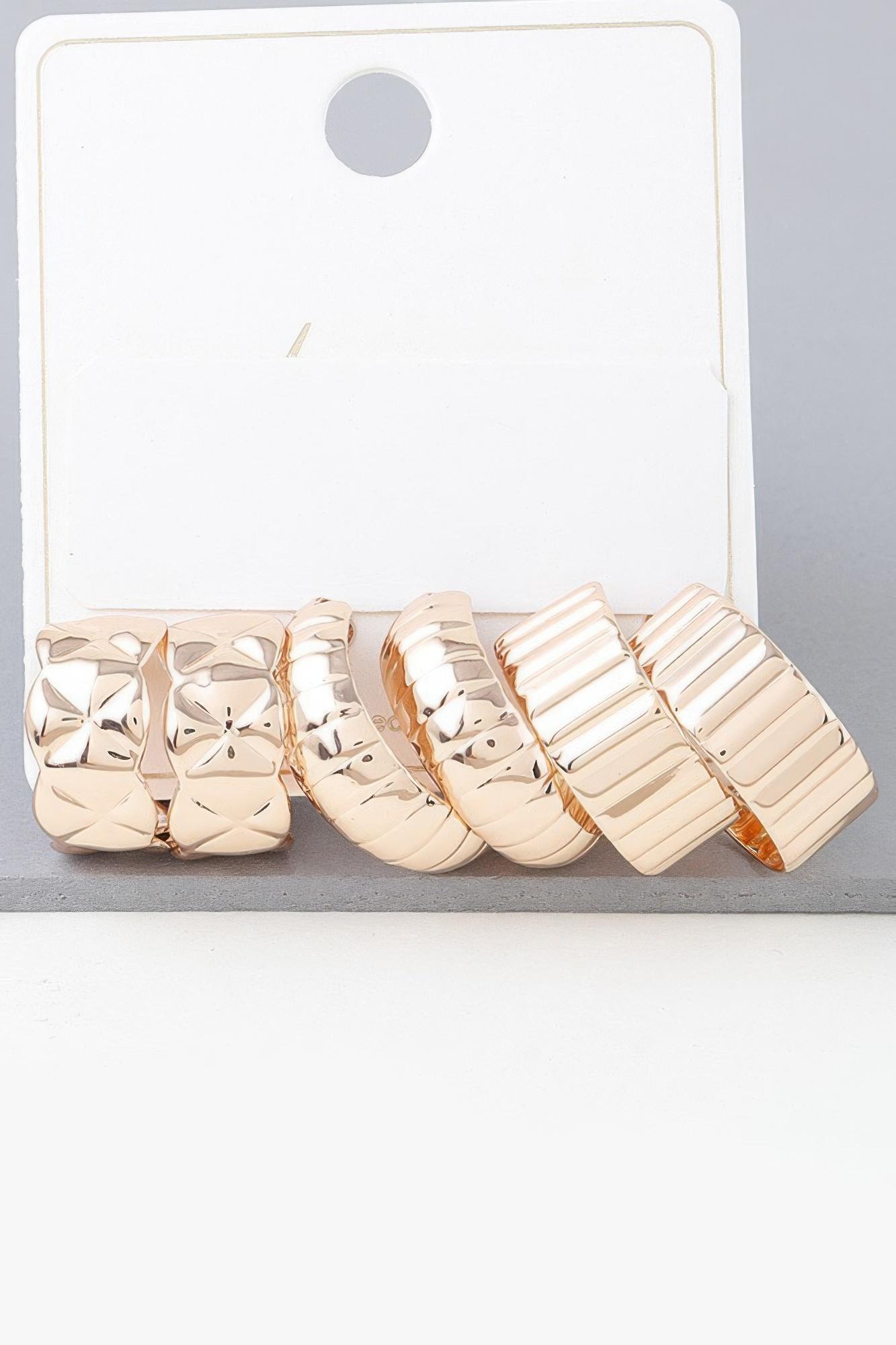 Multi quilted hoop earrings set image