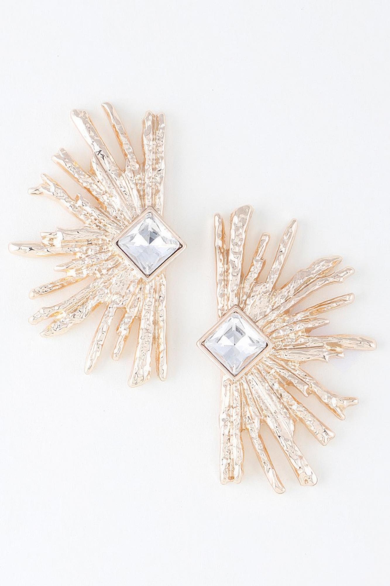 Diamond rhinestone flare earrings image