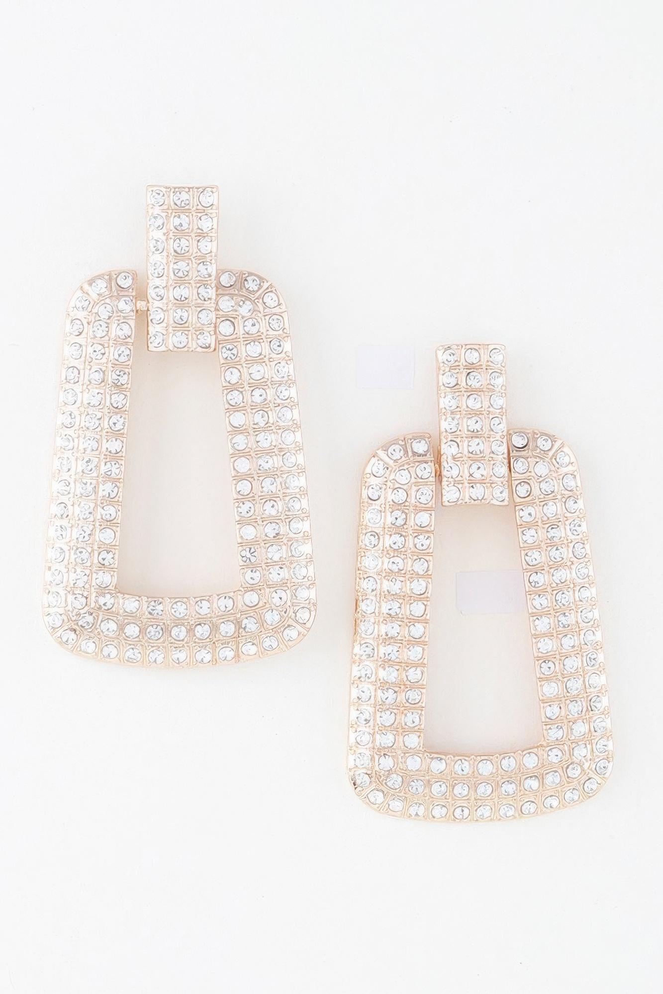 Triple rhinestone frame earrings image