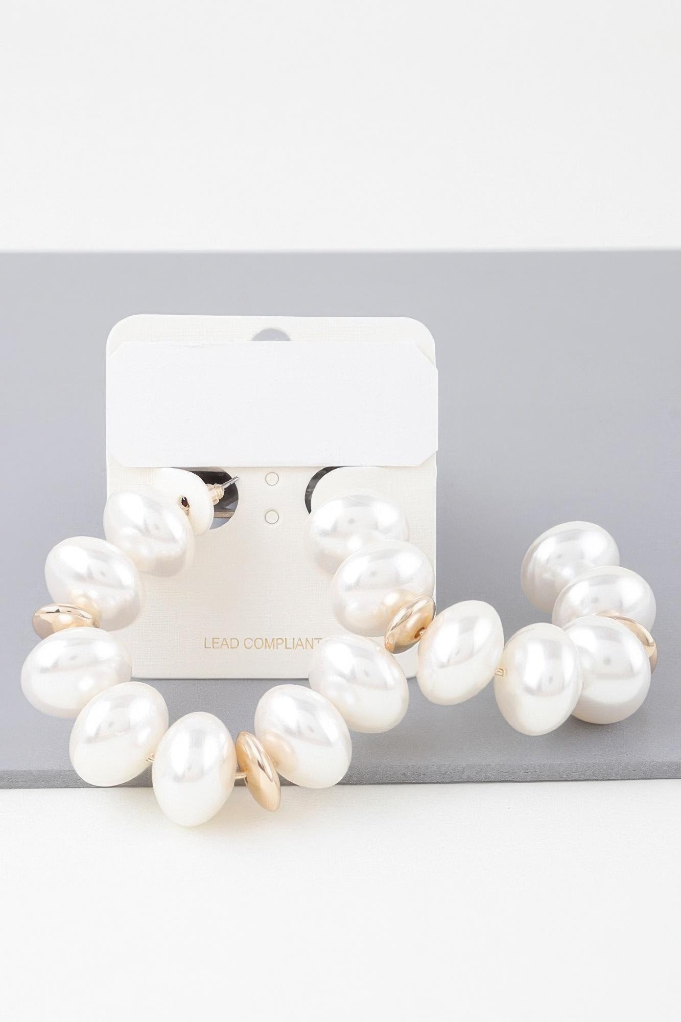 Multi oval pearl hoop earrings image