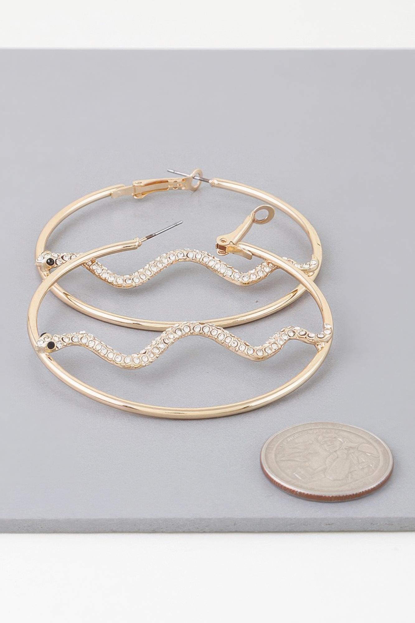 Bejeweled Snake Hoop Earrings image