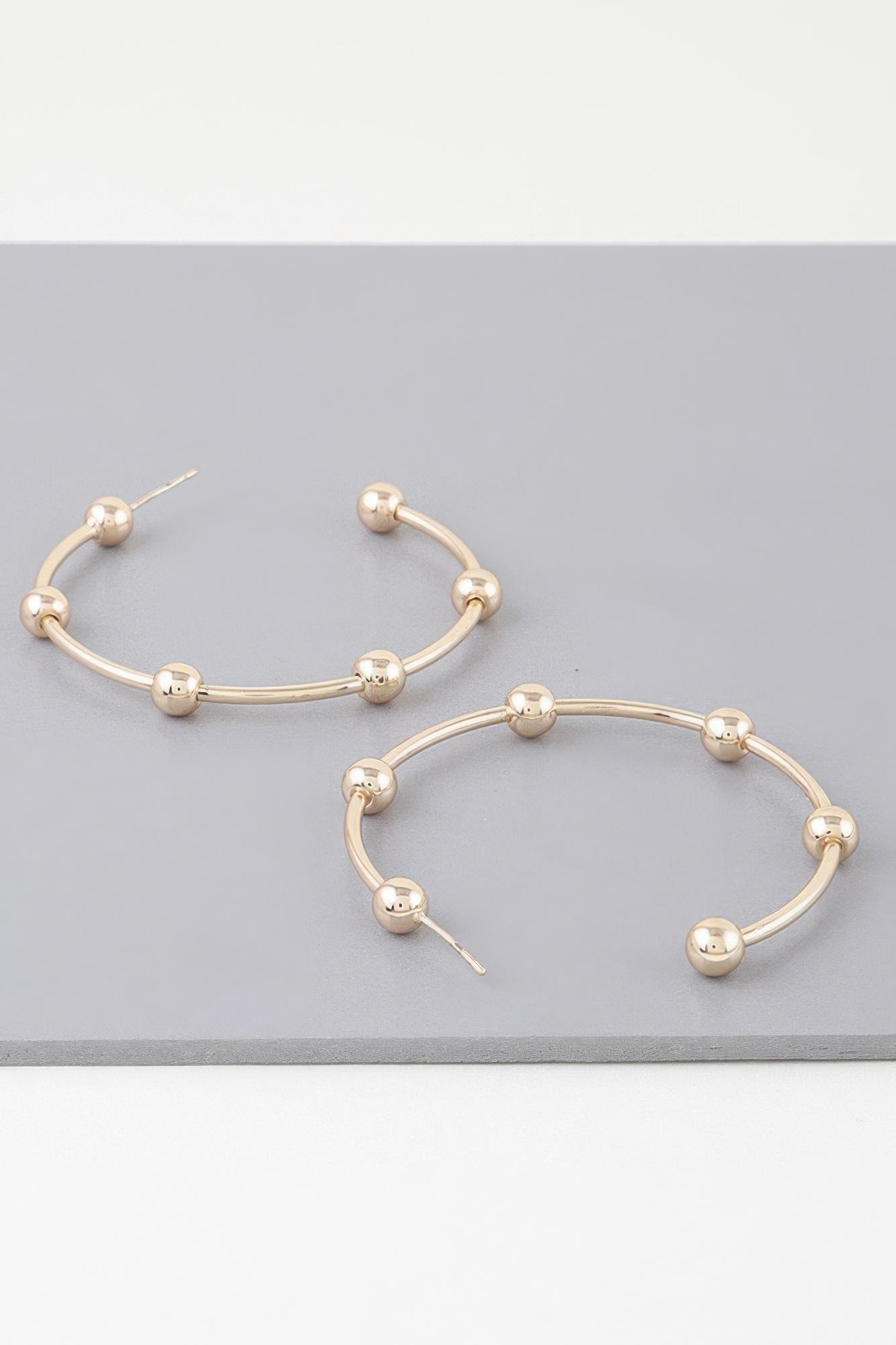 Multi Shiny Bead Hoop Earrings image