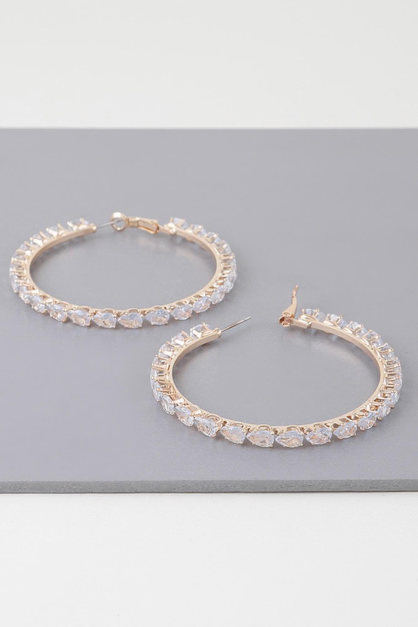 Teardrop Bejeweled Hoop Earrings image