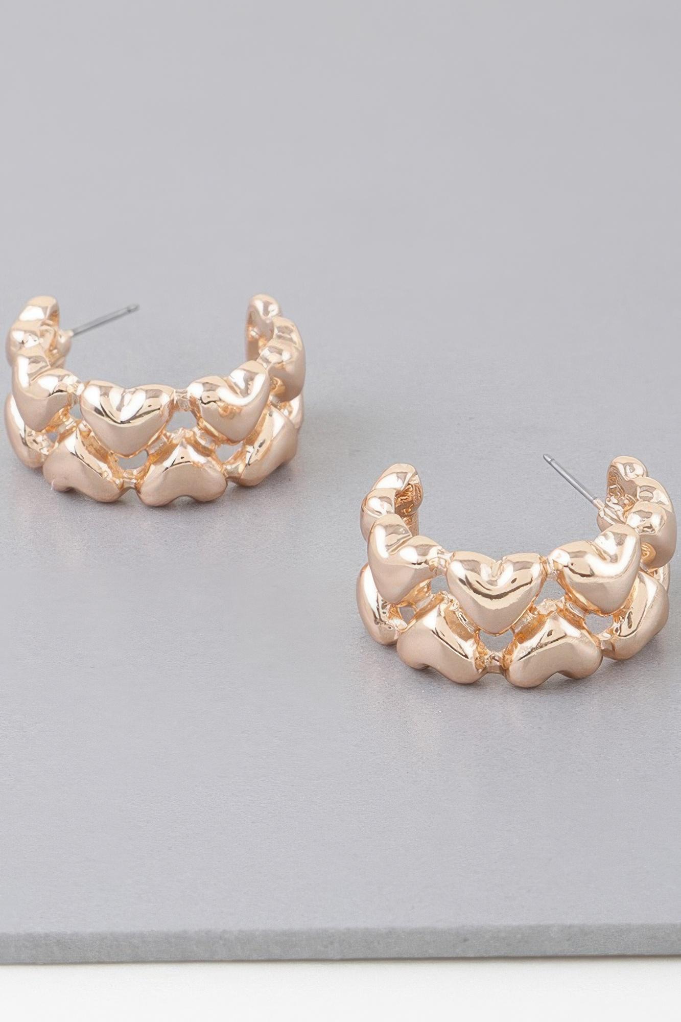 Twin Hearts Hoop Earrings image