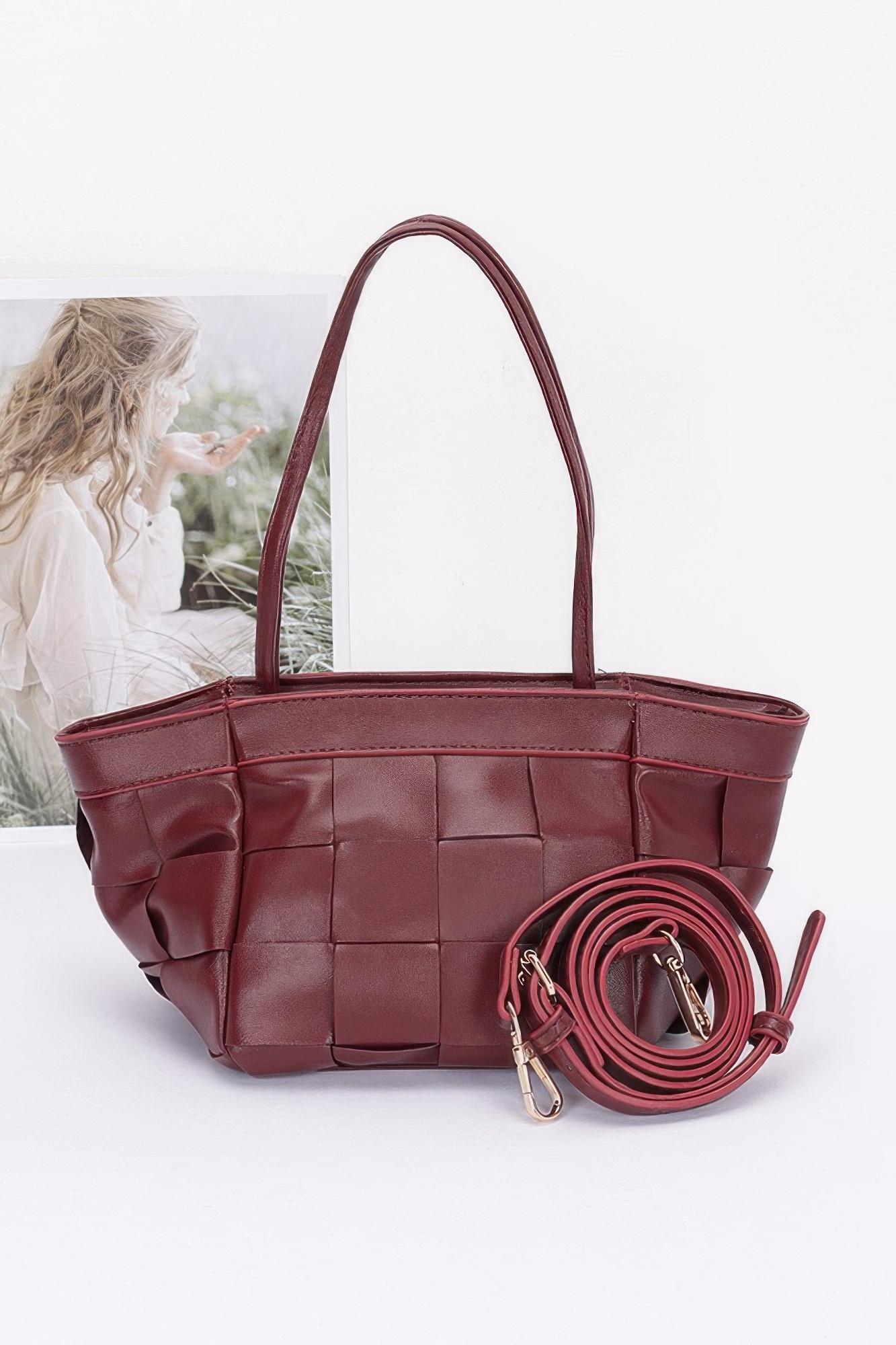 Faux Leather Braided Tote Bag image