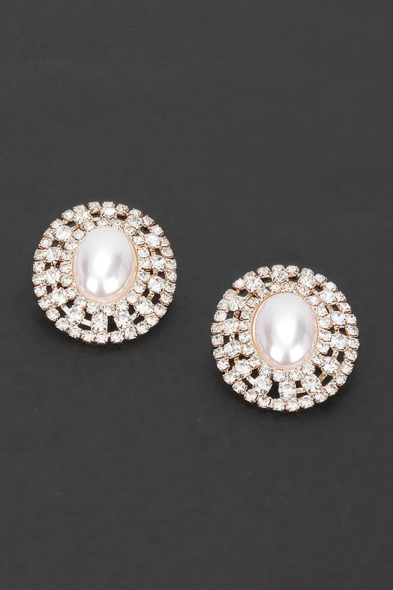 Faux Pearl Rhinestone Earring image