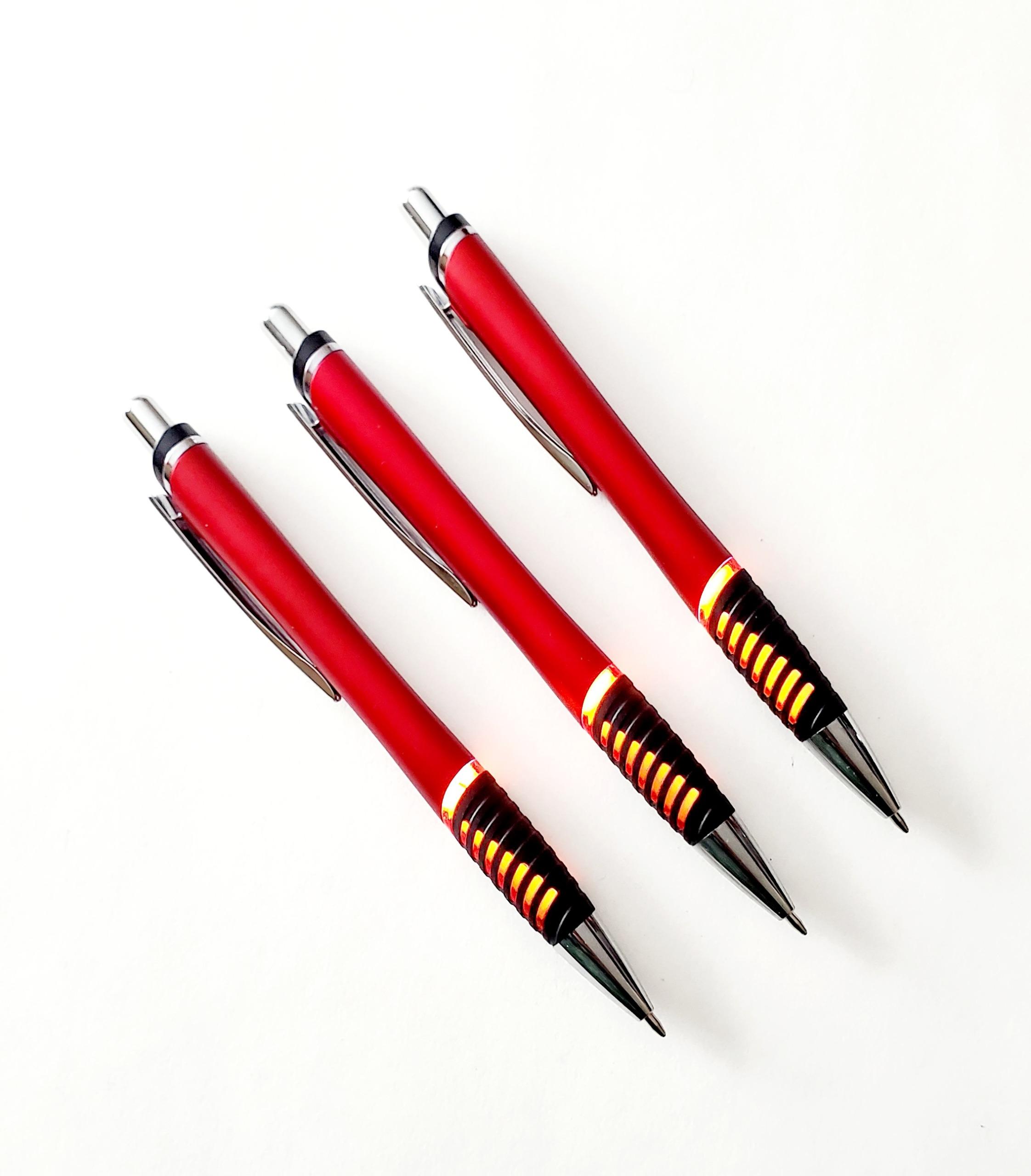 Lumitron Illuminated Light-up Red LED Grip Pen - Black Ink