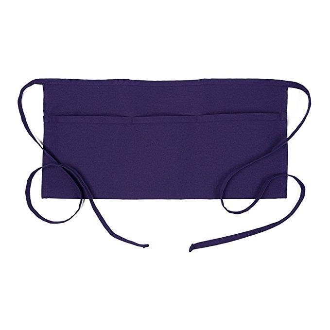 Waiter/Barista Restaurant Grade 3-Pocket Waist Aprons - Purple image