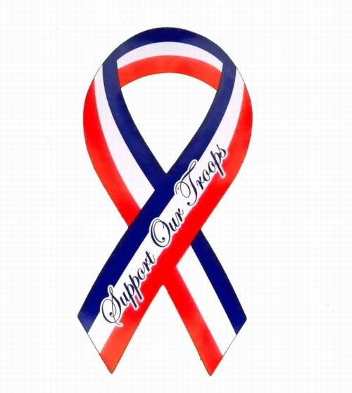 Pallet Deal of 20,000 Pieces - Wholesale Support Our Troops Patriotic 8" Ribbon Magnet (Made in the USA) - Item#RWB image