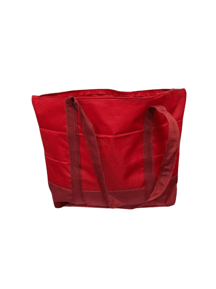 Pleated Design Tote with Zippered Main Compartment- Red - Item #151677red image
