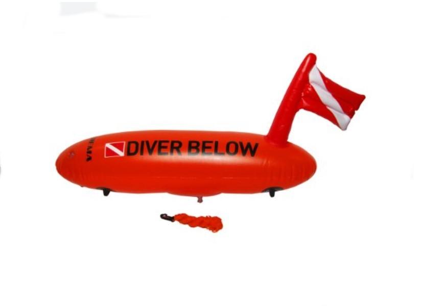 AExtrema Inflatable Torpedo Buoy - 60 Foot Orange Floating Line Included - Item #5951 image