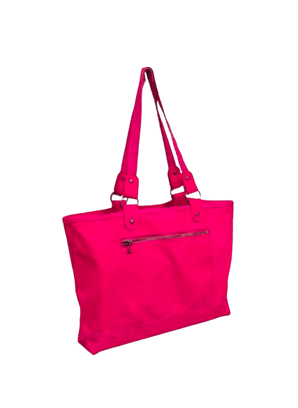 Campus Peach Skin Cotton Tote - Front Brass Zipper Pocket - Pink - Item #6701 C233PK image