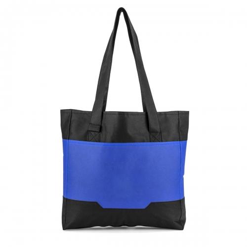 Center Lane Pocket Tote Bag - 14"W x 3.50"H x 14"D - Blue - Item #6844 TB6503-BL image