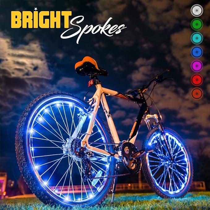 Bright Spokes Premium LED Bike Wheel Lights - 7 Colors - USB Rechargeable Battery - 18 Modes - (For 1 Tire) - Item #7092 image