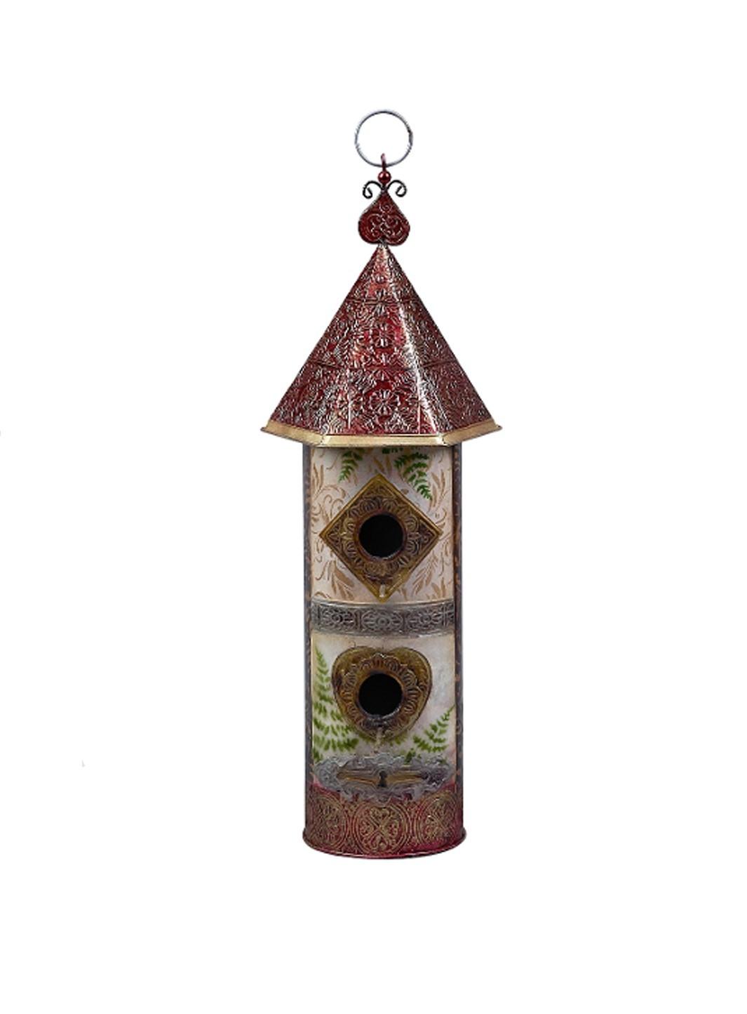 Decorative Hand Painted Double Perched Bird Feeder - 21" Tall - Hand Painted Metal - Item #7451 13024 image