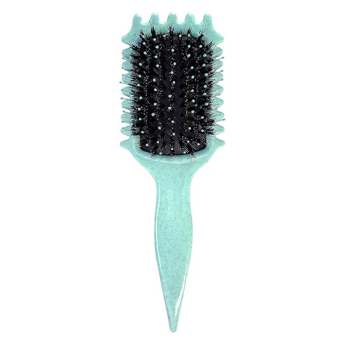 Boar Bristle Curly Hair Styling Brush for Women and Men - Detangling, Shaping & Defining Curls (Green) - Item #7582 image