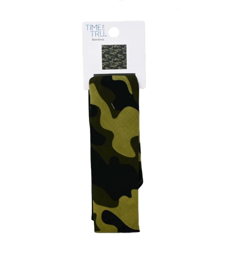 Time and Tru Bandana - 22" x 22" 100% Cotton - Green/Olive/Black - Item #7657 image