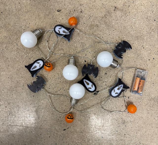 7 Ft. Halloween String Lights - Battery Operated - Bats, Ghost, Pumpkins & Bulbs Lights - Item #7697 image