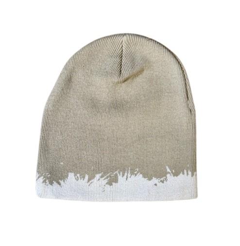 Splatter Design Knit Beanie - 100% Cotton - Khaki - Item #7711 CSI-5685-KHA image
