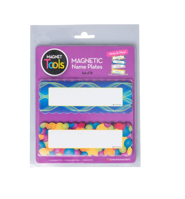 Magnetic Name Plates - Circles & Ribbons Designs - For Lockers, Desks and Cubbies - Set of 16 - Item #7755 735219 image