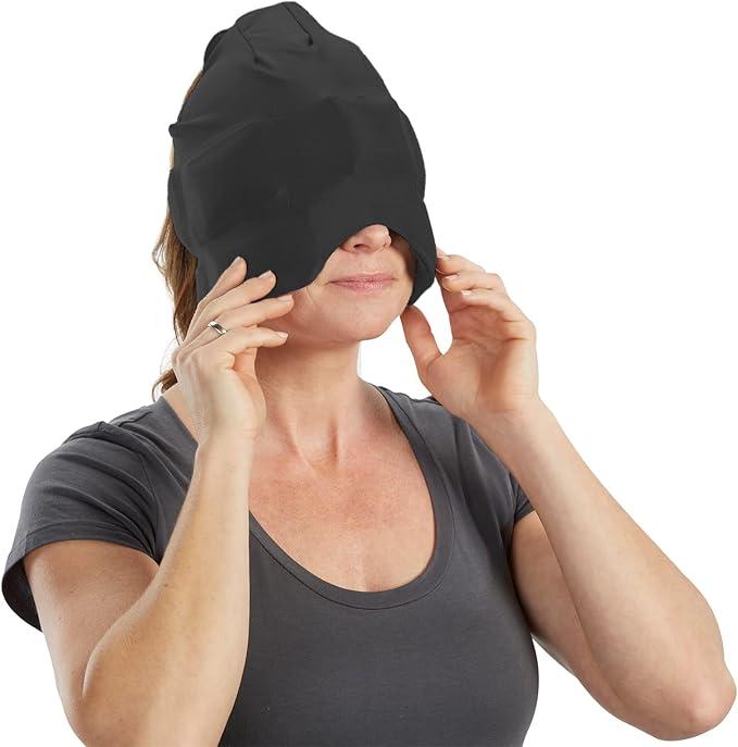 Aculief Headache, Migraine, & Stress Relief Hat - Natural Ice Mask for Tension & Muscle Pain - Black - Item #7841 image