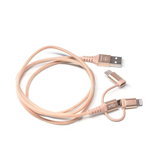 2 PACK - Intergalactic 3-in-1 Super Cable, 3-in-1 Cable, Type C/Micro USB Cable for (Universal) Smartphones (Gold) - Item #7938 image
