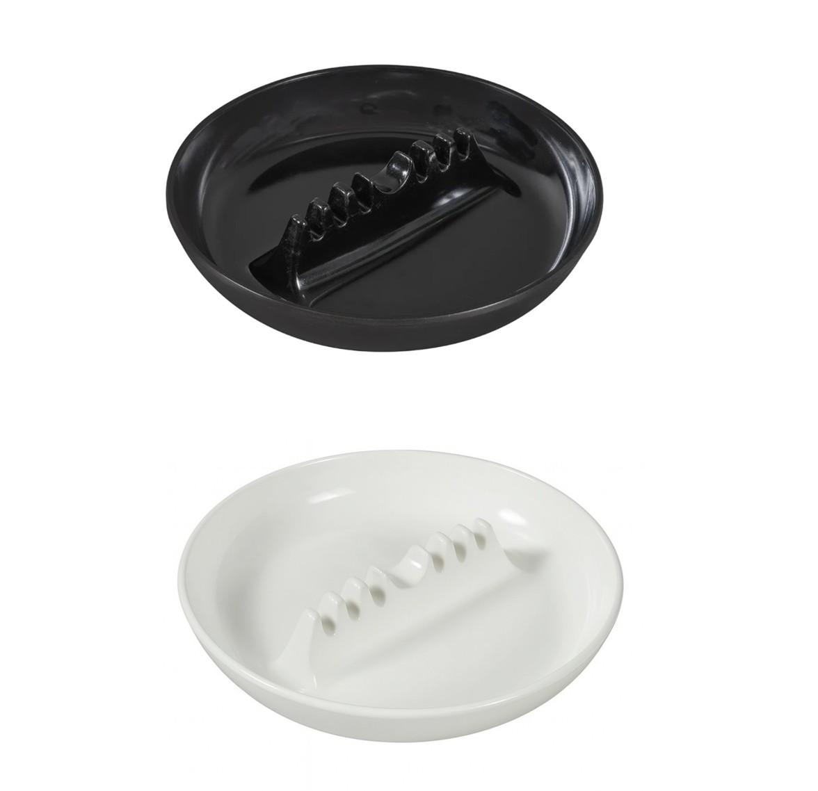 Smart Value Home Essentials 7 Inch Plastic Ashtray - Assorted Black & White - Retail Packaged - Item #7981 image