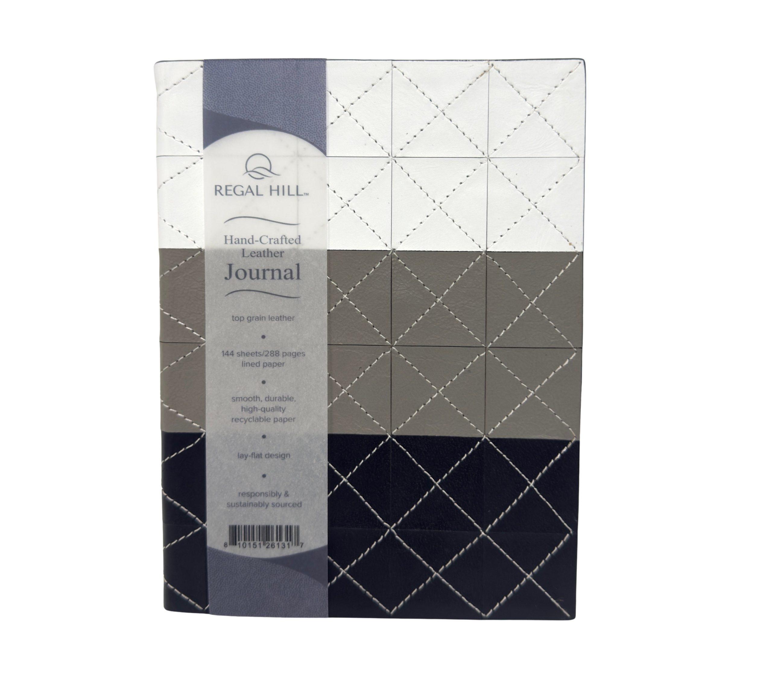 Regal Hill Top Grain Leather Journal - Narrow Rule -  3 Color Patchwork Stitching - 6"x 8" - Item #8275 103400004 image