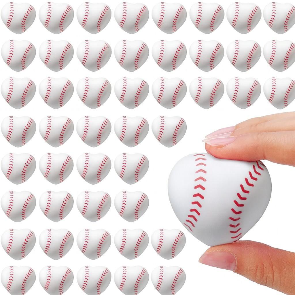 Mini Softball Baseball Stress Balls - Heart Shaped Stress Relief Foam Sports Balls - White - Item #8262 image