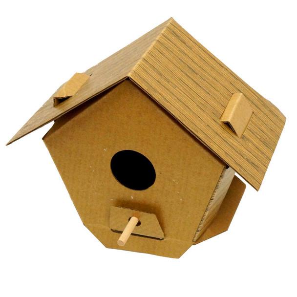 DIY Log Cabin Bird House  - Eco friendly Waxed Cardboard - No Tools necessary - Item #8316 image