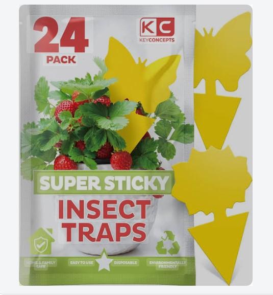 Gnat Super Sticky Traps (24 Pack), Yellow Fruit Fly Traps for House and Plants - Item #8301 image