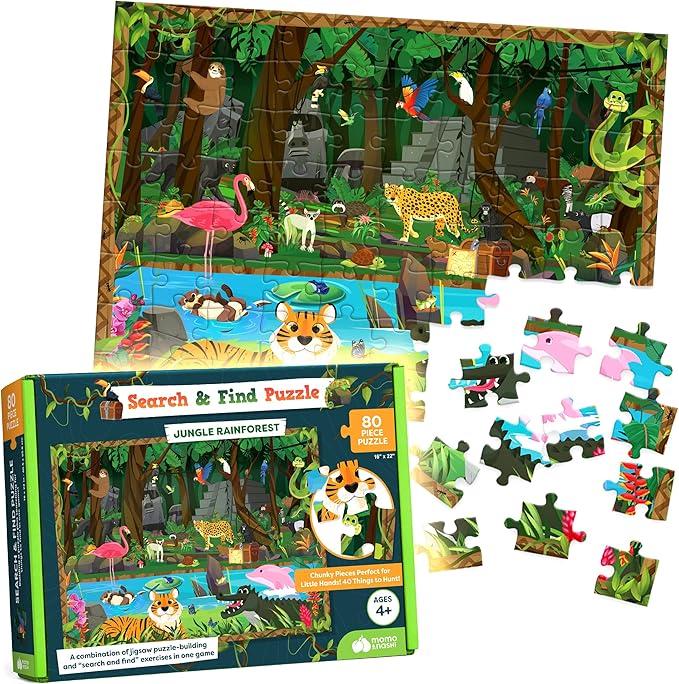 Search & Find Childrens Jigsaw Puzzles for Kids - 80 Pieces - Jungle Rainforest Theme - Item #8337 image