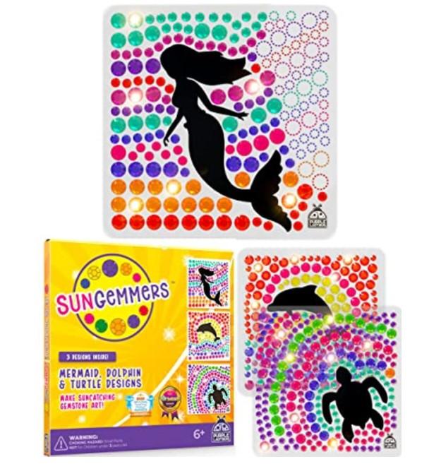 SUNGEMMERS - Window Art Suncatcher Kit for Kids (Mermaid, Dolphin & Turtle Design) - Item #8297 image